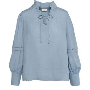 Hést, Dames, Blouses & Shirts, Blauw, Maat: S Linnen,