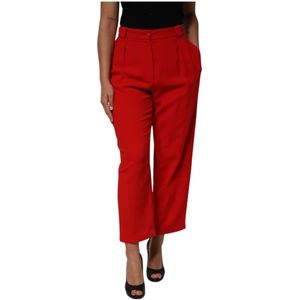 Dolce & Gabbana, Dames, Broeken, Rood, Maat: 2XL Viscose,