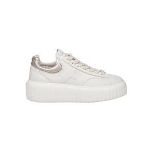 Hogan Crème Sneakers met Platina Profielen , Beige , Dames , Maat: 38 1/2 EU