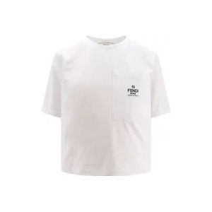 Fendi Witte Crew-neck T-shirt met Zak , White , Dames , Maat: L