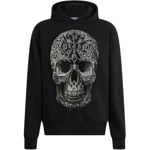 Philipp Plein, Heren, Sweatshirts & Hoodies, Zwart, Maat: S Katoen,