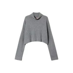 Twinset Grijze Paillet Sweater Dolcevita Lange Mouw , Gray , Dames , Maat: M