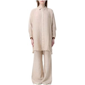 120% Lino, Dames, Jumpsuits & Playsuits, Beige, Maat: S Linnen,