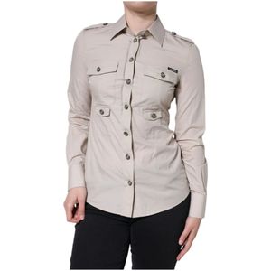 Dolce & Gabbana, Dames, Blouses & Shirts, Beige, Maat: S Katoen,