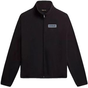 Napapijri, Heren, Sweatshirts & Hoodies, Zwart, Maat: S Fleece,