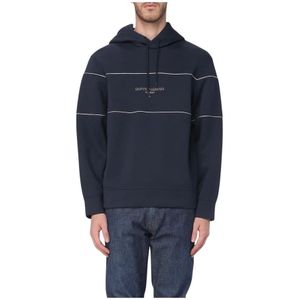 Emporio Armani, Heren, Sweatshirts & Hoodies, Blauw, Maat: 2XL Zijde,