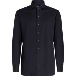 Boggi Milano - Overhemden - Blauw - Katoen - Slim Fit Katoenen Jersey Polo Shirt