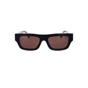 Gucci Rechthoekige zonnebril met gedurfde acetaat rand , Black , Heren , Maat: 55 MM