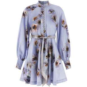 Zimmermann, Dames, Jurken, Blauw, Maat: XS Linnen,