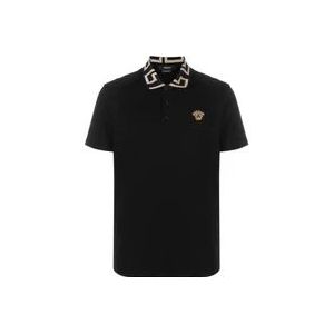 Versace Zwarte katoenen Medusa polo shirt , Black , Heren , Maat: L