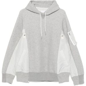 Sacai, Heren, Sweatshirts & Hoodies, Grijs, Maat: L