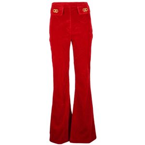 Elisabetta Franchi, Dames, Broeken, Rood, Maat: M Katoen,
