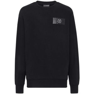 Plein Sport, Heren, Sweatshirts & Hoodies, Zwart, Maat: XL Katoen,