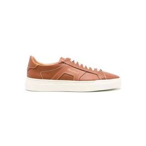 Santoni Kalfsleren Sneaker , Brown , Heren , Maat: 42 1/2 EU