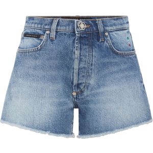 Philipp Plein, Dames, Korte broeken, Blauw, Maat: W25 Denim,