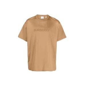 Burberry Bedrukte Crewneck T-shirts en Polos , Beige , Heren , Maat: S