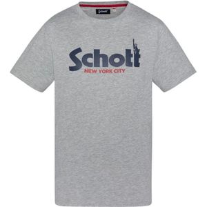 Schott Nyc, Heren, Tops, Grijs, Maat: 2XL Katoen,