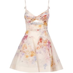 Zimmermann Bloemenprint Minijurk met Sweetheart Halslijn , Multicolor , Dames , Maat: XS