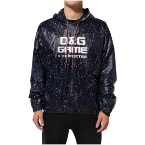 Dolce & Gabbana, Heren, Sweatshirts & Hoodies, Blauw, Maat: L Polyamide,