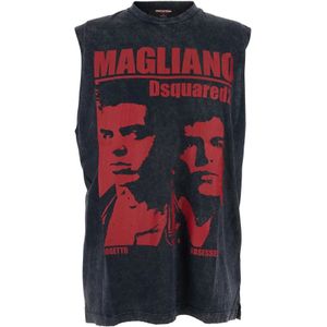 Dsquared2, Heren, Tops, Zwart, Maat: L Katoen,