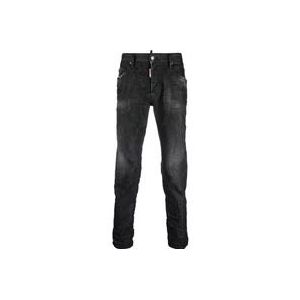 Dsquared2 Zwarte Slim Fit Katoenen Jeans met Vervaagd Denim , Black , Heren , Maat: 2XL