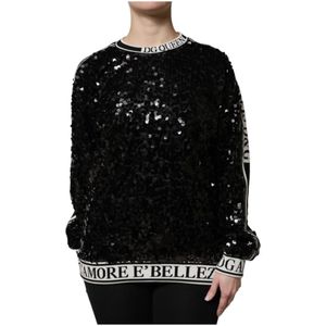 Dolce & Gabbana, Dames, Truien, Zwart, Maat: 3XS Zijde,