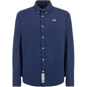 La Martina, Heren, Overhemden, Blauw, Maat: S Katoen,