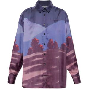 Lacoste, Dames, Blouses & Shirts, Paars, Maat: M Satijn,