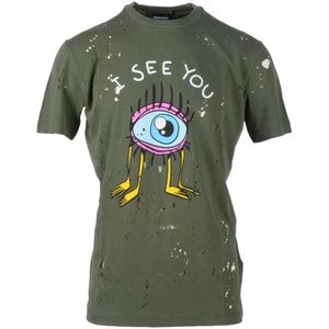 Dsquared2, Heren, Tops, Groen, Maat: M Katoen,