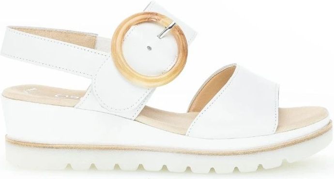Gabor - Schoenen - Dames - Wit - Leren Sandalen - Elastische Enkelband