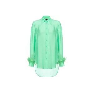 Pinko Lang shirt met veren , Green , Dames , Maat: XS