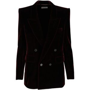 Saint Laurent, Dames, Jassen, Zwart, Maat: M Velours,