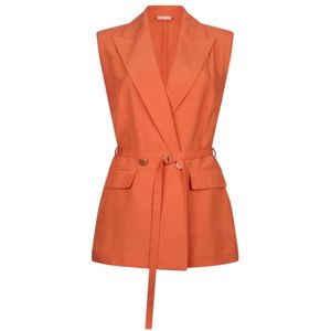 Liu Jo - Elegante Double-Breasted Linnen Gilet - Oranje