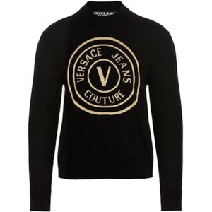 Versace Jeans Couture - Zwarte Gebreide Trui - Heren - 73Gafm 03Cm 01Ak 42
