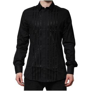 Dolce & Gabbana, Heren, Overhemden, Zwart, Maat: 2XL Katoen,