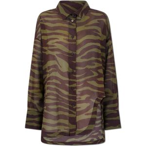 The Attico, Dames, Blouses & Shirts, Bruin, Maat: S Katoen,