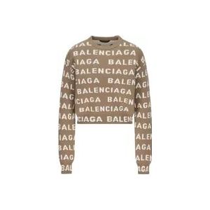 Balenciaga Beige Sweaters met 5.0cm Rand , Beige , Dames , Maat: M