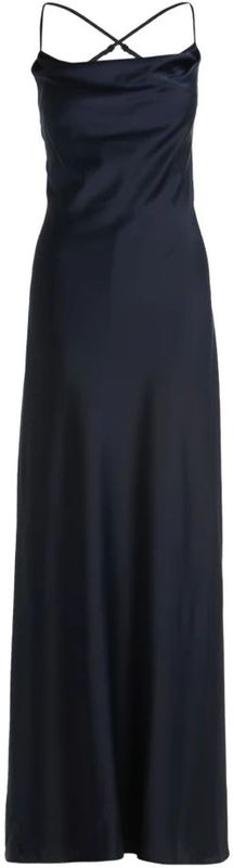 Avondjurk - Effen - Satijn - Watervalhals - Gekruiste Bandjes - Lange Mouw