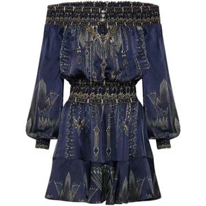 Camilla, Dames, Jurken, Blauw, Maat: S Zijde,