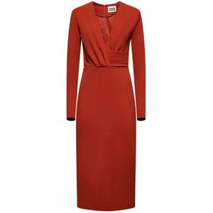Silvian Heach - Midi-jurk - Rood - Dames - Met Gerimpeld Detail