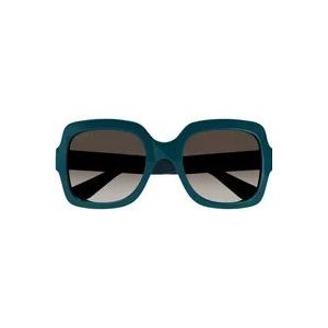 Gucci Vrouwen Oversized Vierkante Blauwe Zonnebril , Blue , Dames , Maat: 54 MM