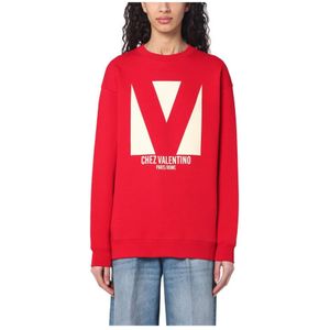 Valentino, Dames, Sweatshirts & Hoodies, Rood, Maat: XS Katoen,