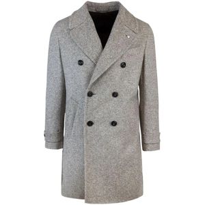 Lubiam, Heren, Mantels, Grijs, Maat: 2XL Katoen,