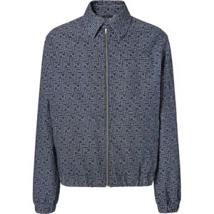 Fendi, Heren, Jassen, Blauw, Maat: L Katoen,