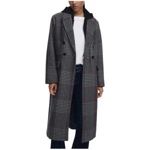 Desigual - Coat_Capucha_Check - Geruite Hooded Wollen Jas - Grijs