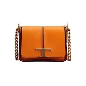 Tod's Elegante Cross Body Tas met Tijdloos Metalen Logo , Orange , Dames , Maat: ONE Size
