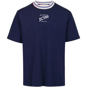 Iceberg, Heren, Tops, Blauw, Maat: M Katoen,