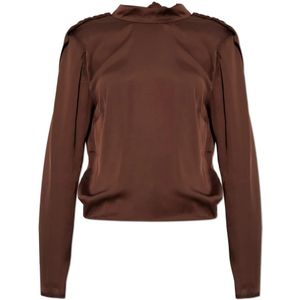 Rotate Birger Christensen, Dames, Blouses & Shirts, Bruin, Maat: L Satijn,