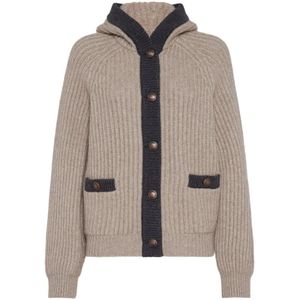 Brunello Cucinelli, Dames, Truien, Bruin, Maat: S Kasjmier,