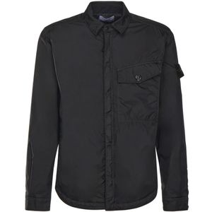 Stone Island, Heren, Overhemden, Zwart, Maat: XL Nylon,